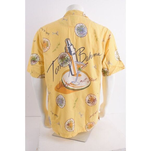Tommy Bahama Mens Shirt Top Matini Cocktails Size M Yellow Tropical button down - Picture 3 of 6